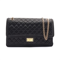 黑色 菱格紋 緞面 2.55 Reissue 鍊帶 肩背包 無卡【CHANEL 香奈兒】