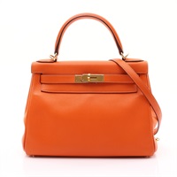 Kelly 28 凱莉包 兩用包 橘色 Evercolor牛皮 X刻 金扣 (無鑰匙鎖頭)【HERMES 愛馬仕】