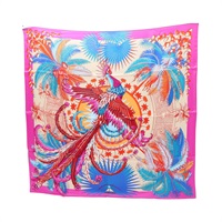 藍/紫色 棕梠葉 絲綢 Carre 90 方巾【HERMES 愛馬仕】