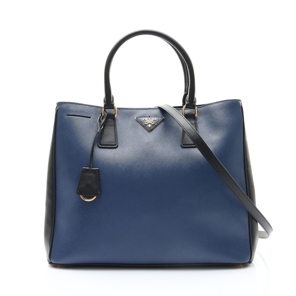 Tote 兩用包 藍/黑色 防刮牛皮【PRADA 普拉達】 B2830A