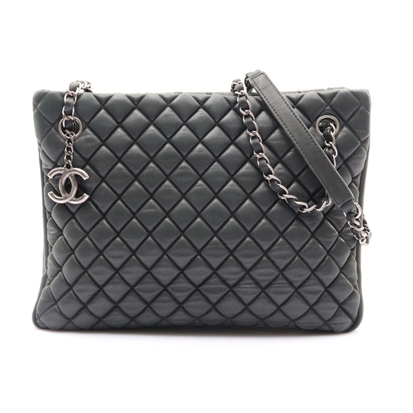綠色 菱格紋 牛皮 New Bubble Tote 肩背包 銀扣【CHANEL 香奈兒】
