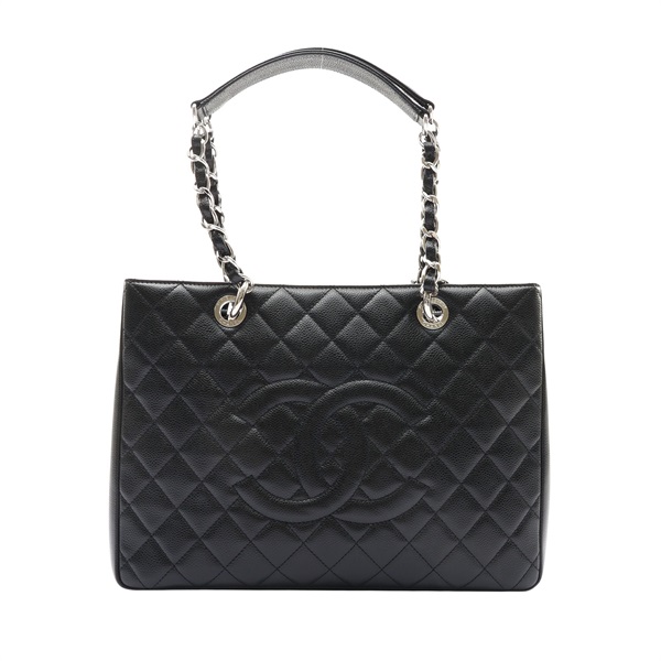 黑色 荔枝紋牛皮 GST 托特包 肩背包 銀釦【CHANEL 香奈兒】 A50995
