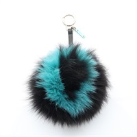 藍色O 黑色 狐狸毛 Pom Pom 吊飾【FENDI 芬迪】