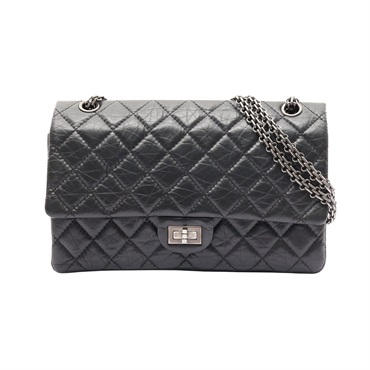 黑色 菱格紋牛皮 2.55 肩背包【CHANEL 香奈兒】 A37587