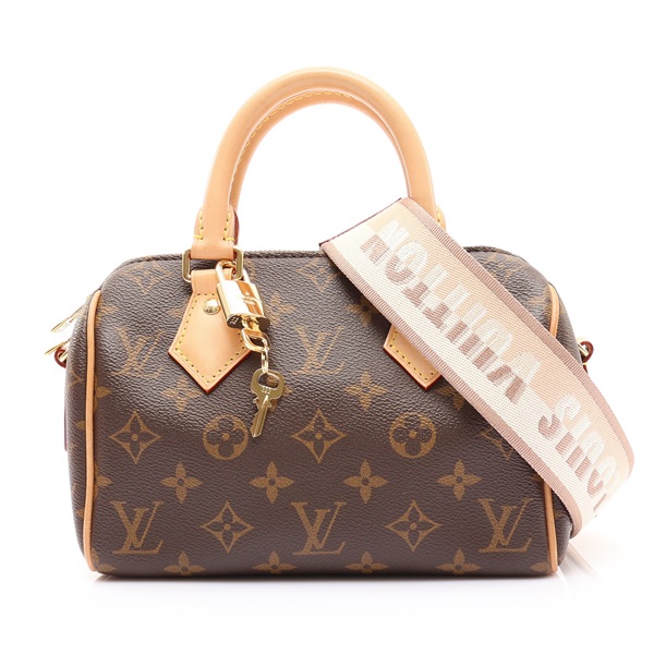 棕色 原花帆布 Speedy Bandouliere 20 兩用包【LOUIS VUITTON LV 路易威登】 M46222