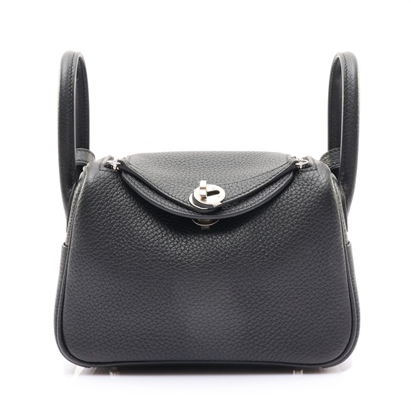 Mini Lindy 肩背包 黑色 Clemence 牛皮 B刻 銀釦【HERMES 愛馬仕】 H079086CK