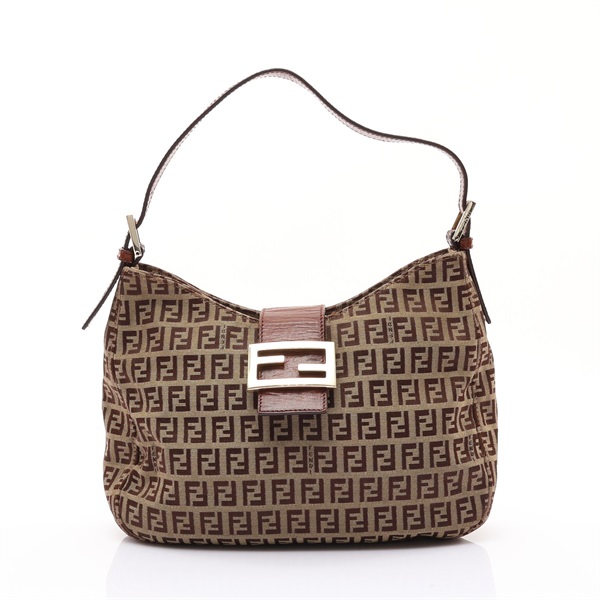 棕色 Zucchino 帆布 肩背包【FENDI 芬迪】 8BR036