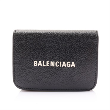 黑色 牛皮 扣式三折短夾【BALENCIAGA 巴黎世家】 593813