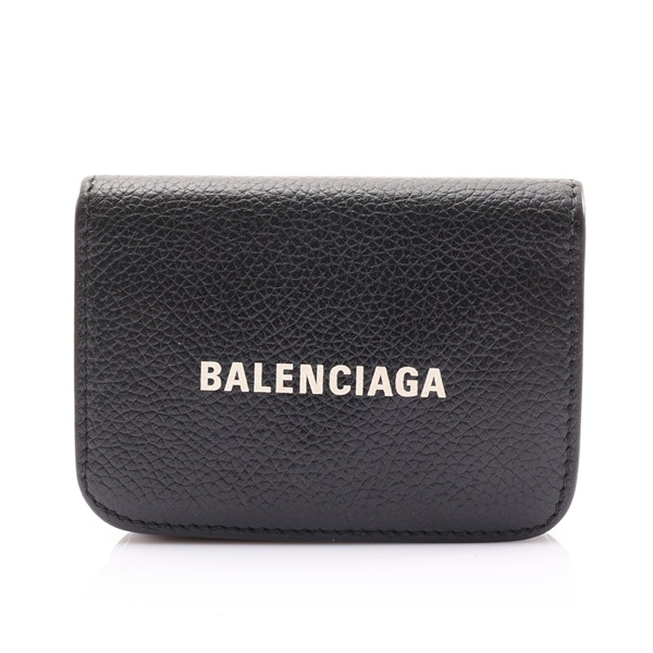黑色 牛皮 扣式三折短夾【BALENCIAGA 巴黎世家】 593813