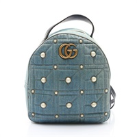 藍色 單寧布 白色圓珠 GG Marmont 後背包【GUCCI 古馳】 476671