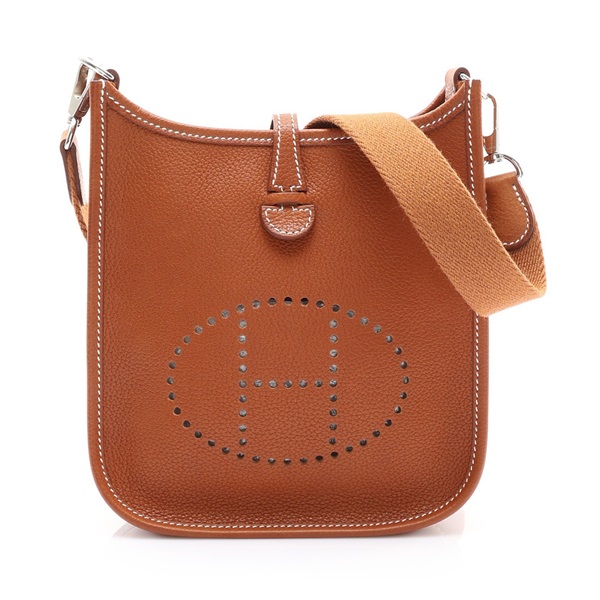 金棕色 Barenia牛皮 Mini Evelyne Amazone 肩背包 W刻 銀釦【HERMES 愛馬仕】 H078999CKAB