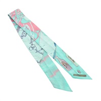 HERMES 愛馬仕 Twilly 絲巾 藍綠色 絲綢 H063158S