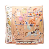 粉色系 絲綢 Tea for Two Carre 90 方巾【HERMES 愛馬仕】
