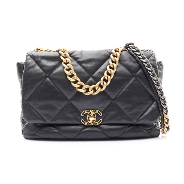 19 Flap Bag 肩背包 黑色 菱格紋羊皮【CHANEL 香奈兒】 AS1162