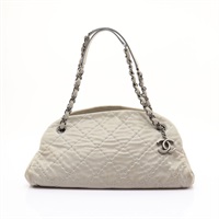 Mademoiselle 肩背包 灰色 牛皮 銀釦 二手精品【CHANEL 香奈兒】 A50557
