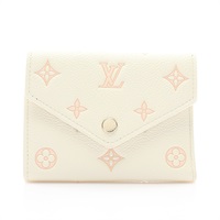 米色 原花 牛皮 壓紋 Victorine 三折 短夾【LOUIS VUITTON LV 路易威登】 M14967