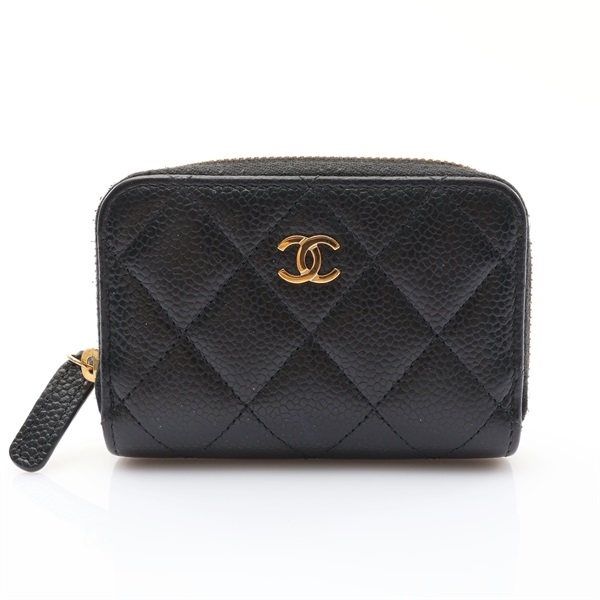 Classic Zipped 拉鏈零錢包 黑色 粒面小牛皮【CHANEL 香奈兒】 AP0216