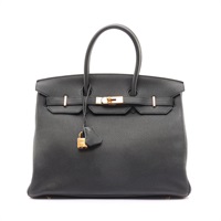 Birkin 35 手提包 黑色 Togo C刻 金釦【HERMES 愛馬仕】