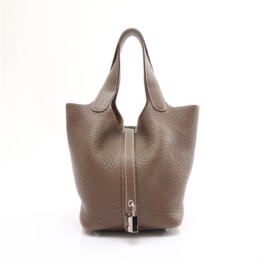 大象灰色 牛皮 Picotin Lock 18 手提包 口Q刻【HERMES 愛馬仕】 H056289CK