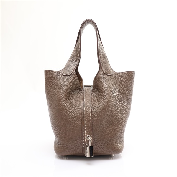 大象灰色 牛皮 Picotin Lock 18 手提包 口Q刻【HERMES 愛馬仕】 H056289CK