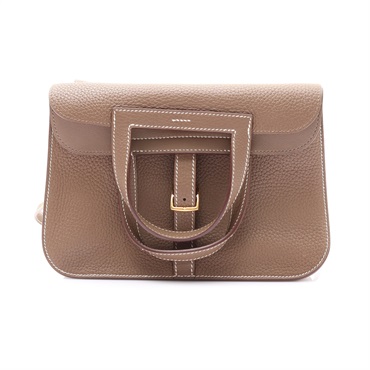 大象灰 Clemence 牛皮 Halzan 25 肩背包 Z刻 金釦【HERMES 愛馬仕】 H082027CC