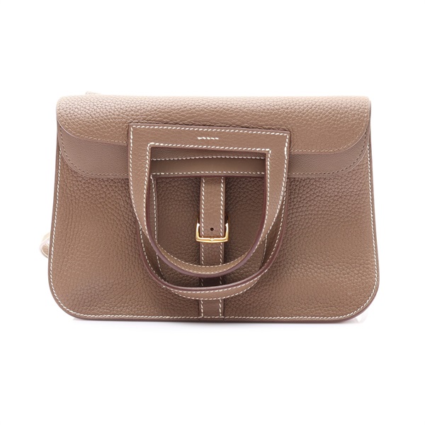 大象灰 Clemence 牛皮 Halzan 25 肩背包 Z刻 金釦【HERMES 愛馬仕】 H082027CC