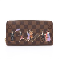 棕色 棋盤格帆布 Edene lllustre Zippy 拉鍊長夾【LOUIS VUITTON LV 路易威登】 N63004