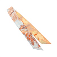 HERMES 愛馬仕 Sous le Carme d'Orphee 絲巾 橘/藍色 絲綢 H853702S
