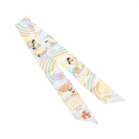 HERMES 愛馬仕 Carres Volants twilly 絲巾 黃色 絲綢 H063849S