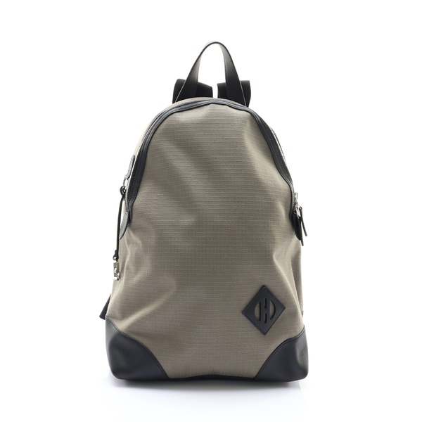 HERMES 愛馬仕 Allback 後背包 綠色帆布 黑色Swift牛皮 B刻 H083582CK