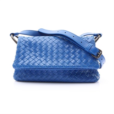 BOTTEGA VENETA BV 寶緹嘉 Intrecciato Flap 肩背包 藍色 羊皮編織 624043
