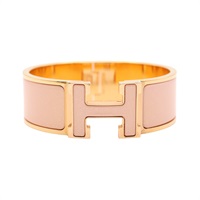 HERMES 愛馬仕 Clic Clac H Glitter 手環 玫瑰金鍍金 粉色閃粉琺瑯 H300015FOG3PM