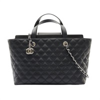 CHANEL 香奈兒 Shopping 鍊帶包 兩用包 黑色 菱格紋牛皮 A98683