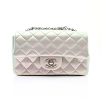 CHANEL 香奈兒 COCO 20 鍊帶 肩背包 虹彩色 菱格紋羊皮 銀釦 A69900