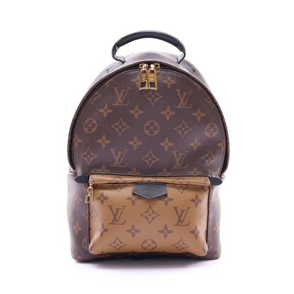 LOUIS VUITTON LV 路易威登 Palm Springs PM 後背包 棕色 原花帆布 黑色 牛皮 M44870