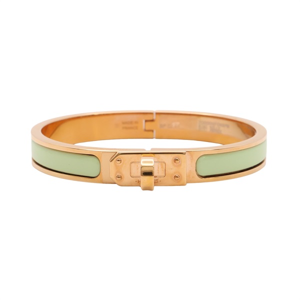HERMES 愛馬仕 Mini Clic Kelly 手環 綠色法瑯 鍍金 H200004FO