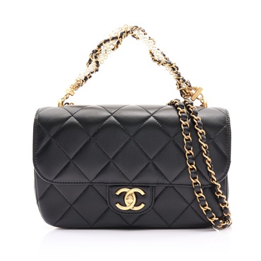 CHANEL 香奈兒 兩用包 黑色 羊皮 金扣