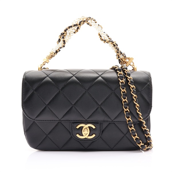 CHANEL 香奈兒 兩用包 黑色 羊皮 金扣