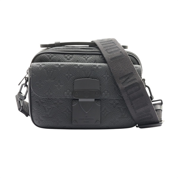 LOUIS VUITTON LV 路易威登 S Lock 郵差包 兩用包 黑色 壓紋牛皮 M58489