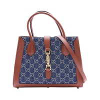 GUCCI 古馳 Jackie 1961 兩用包 藍/棕色 丹寧布 牛皮 649016