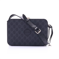 GUCCI 古馳 Interlocking Hard Trunk 肩背包 灰色 黑色 GG Supreme帆布 牛皮 724771
