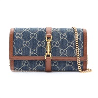 GUCCI 古馳 Jackie 1961 WOC 鏈帶 肩背包 藍色 丹寧布 652681