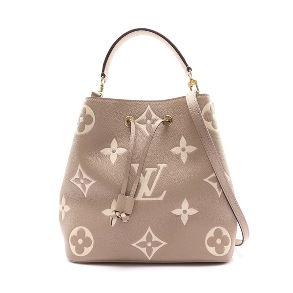 LOUIS VUITTON LV 路易威登 NeoNoe MM 兩用包 灰/米色 原花 壓紋牛皮 M45555