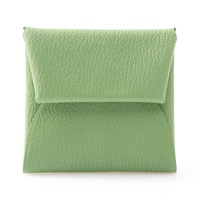 HERMES 愛馬仕 Bastia 零錢包 酪梨綠 Chevre 山羊皮 W刻 銀扣