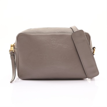 PRADA 普拉達 Triangle Logo 相機包 肩背包 灰色 牛皮 1BH089