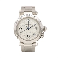 Cartier 卡地亞 Pasha C Meridian 腕錶 銀色 錶盤 不鏽鋼 W31078M7