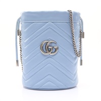 GUCCI 古馳 GG Marmont 肩背包 藍色 牛皮 575163