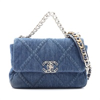 CHANEL 香奈兒 19 兩用包 藍色 單寧布 銀釦 AS1160