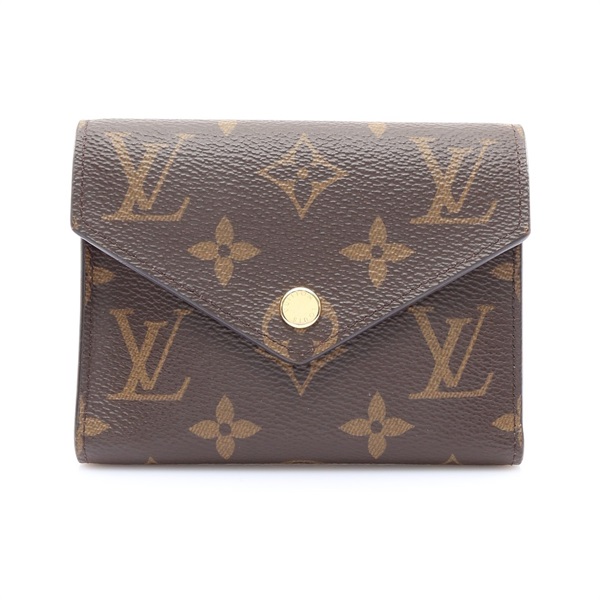 LOUIS VUITTON LV 路易威登 Victorine 扣式短夾 棕色 原花帆布 M41938