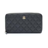CHANEL 香奈兒 Classic Zip 長夾 黑色 荔枝紋 菱格紋牛皮 金扣 AP0242 AP0242
